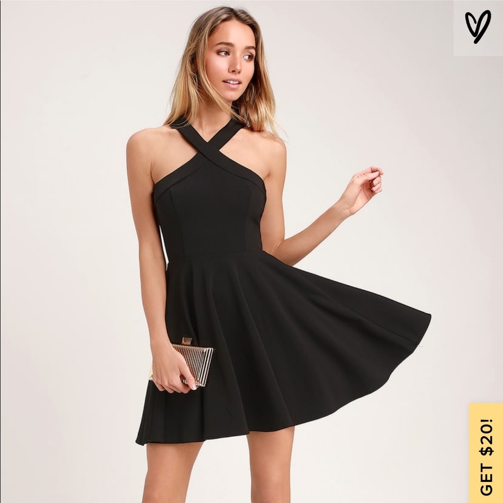 Lulus The way you look tonight black halter skater